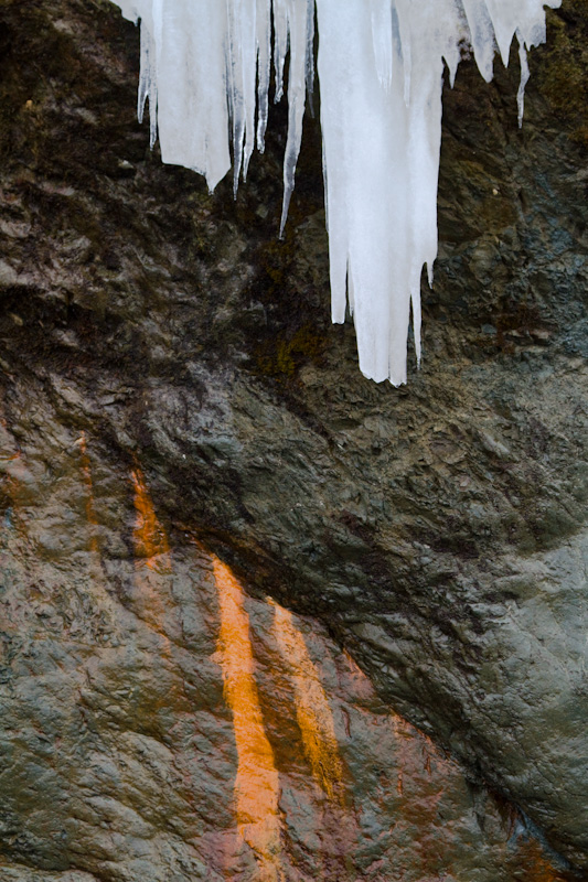 Icicles On Rock Face